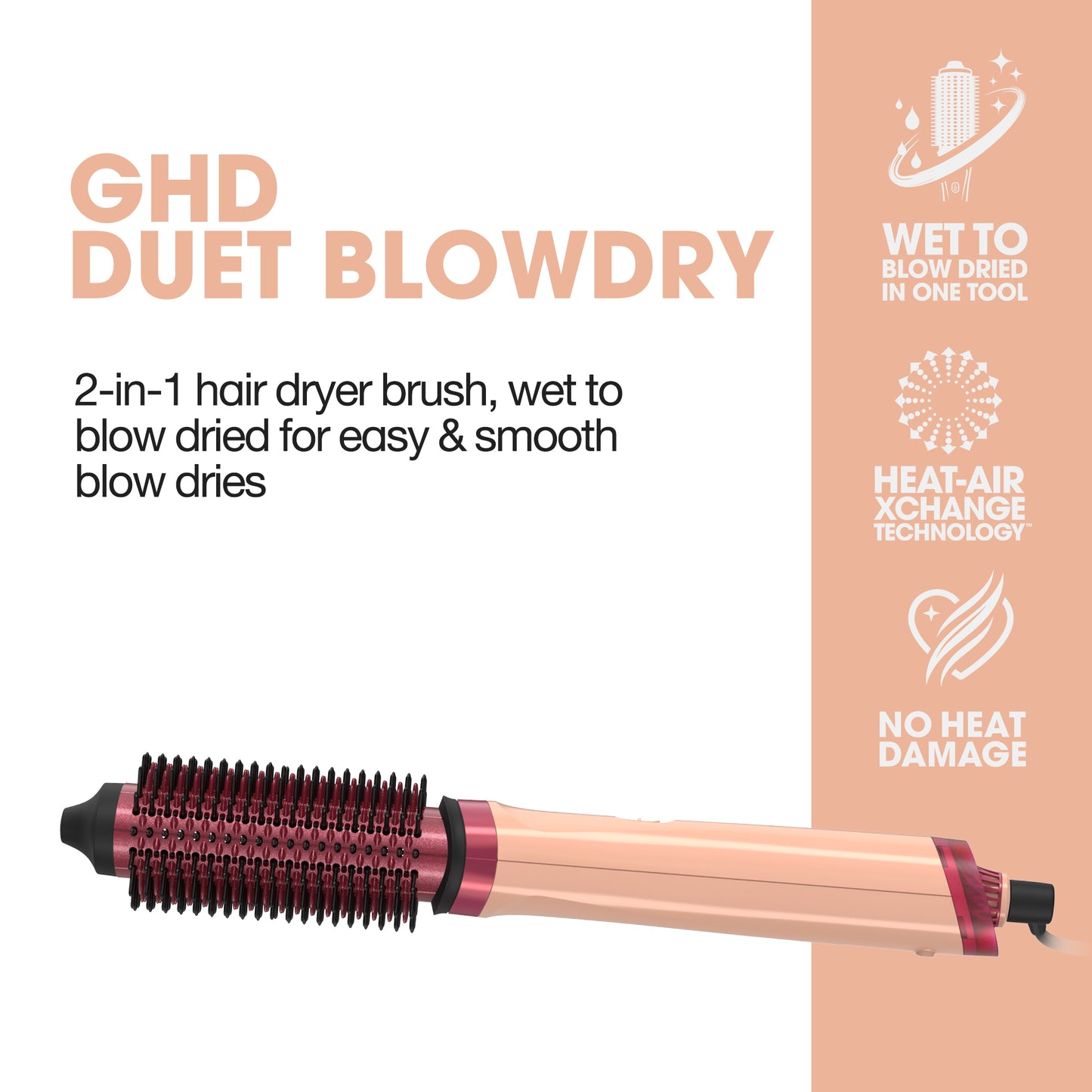 ghd duet blowdry™ Hair Dryer Brush in Sunkissed Peach